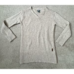 Roots Canada Women’s Sweater XS Beige Merino Wool Alpaca Blend V-Neck